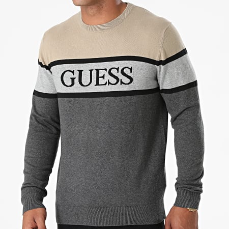 Guess - Pull M1YR57-Z2SA0 Gris Anthracite Chiné Beige