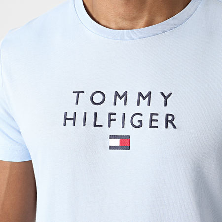 Tommy Hilfiger - Tee Shirt Stacked Tommy Flag 7663 Bleu Clair