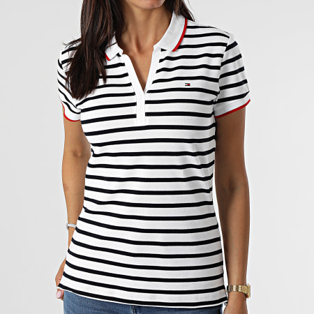 Tommy Hilfiger - Polo Manches Courtes Femme Cool Slim Open 0901 Blanc