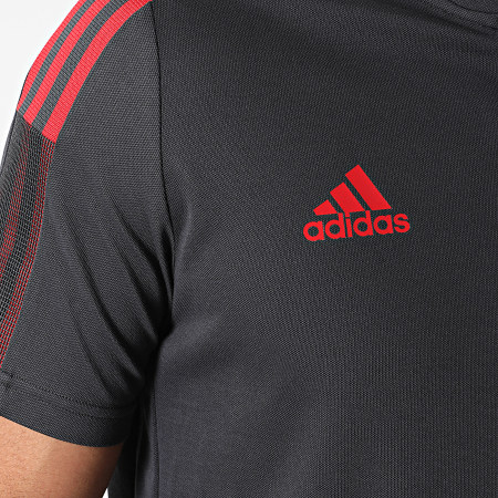 Adidas Sportswear - Polo Manches Courtes A Bandes FC Bayern GR0648 Gris Anthracite Rouge