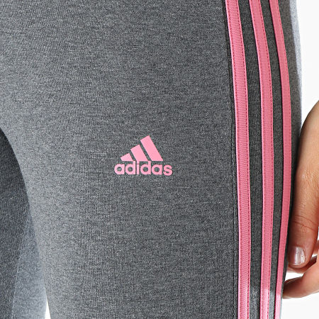 Adidas Performance - Legging Femme A Bandes H07769 Gris Anthracite Chiné Rose