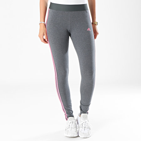 Adidas Sportswear - Legging Femme A Bandes H07769 Gris Anthracite Chiné  Rose 