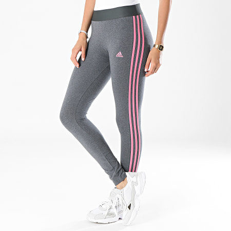 Adidas Sportswear - Legging Femme A Bandes H07769 Gris Anthracite Chiné Rose