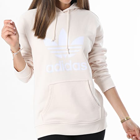 Adidas Originals - Sweat Capuche Femme Trefoil H33586 Beige