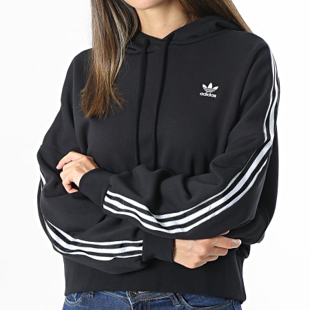 Adidas Originals - Felpa con cappuccio da donna con strisce H37812 Nero