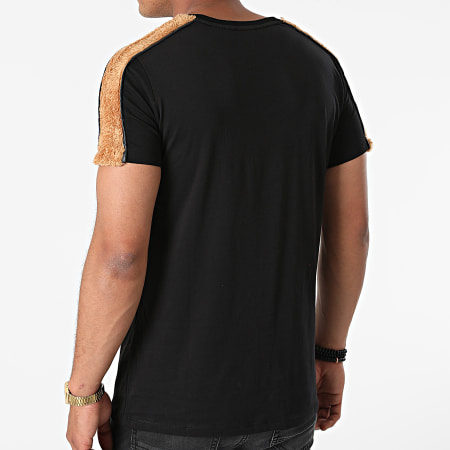 Black Industry - Camiseta Con Rayas De Pelo T-145 Negro Marrón
