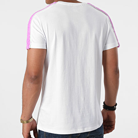 Black Industry - Tee Shirt A Bandes Fourrure T-140 Blanc Violet