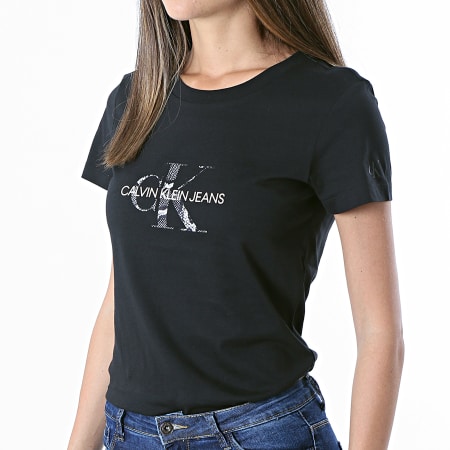 Calvin Klein - Tee Shirt Femme Seasonal Filled Monogram 6250 Noir