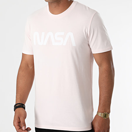 NASA - Tee Shirt Worm Rose Pastel Blanc