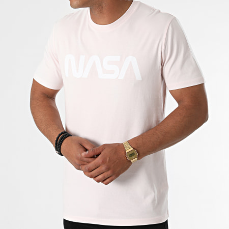 NASA - Tee Shirt Worm Rose Pastel Blanc