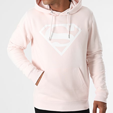DC Comics - Sweat Capuche BW Front And Sleeve Rose Pastel Blanc