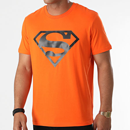 DC Comics - Maglietta con logo arancione nero