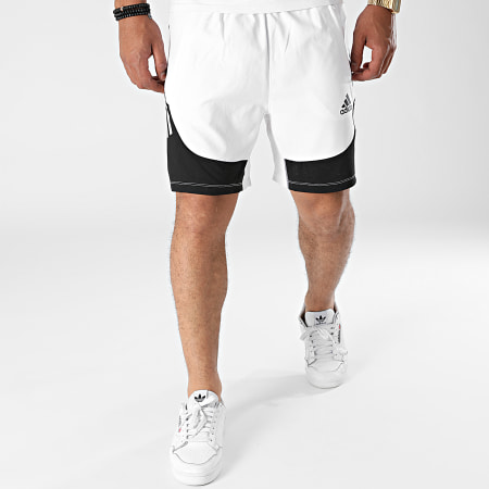Adidas Performance - Short Jogging Aero 3 Stripes H16871 Blanc