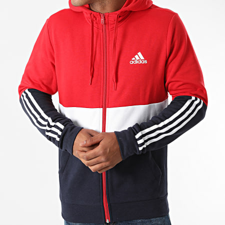 Adidas Sportswear - Sweat Zippé Capuche Tricolore CB H58979 Rouge Bleu Marine