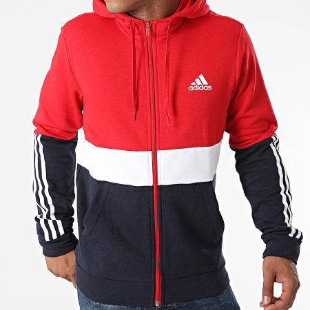 Adidas Sportswear - Sweat Zippé Capuche Tricolore CB H58979 Rouge Bleu Marine