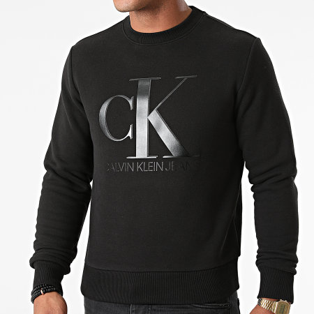 Calvin Klein Jeans - Sweat Crewneck Leather Monogram 8177 Noir