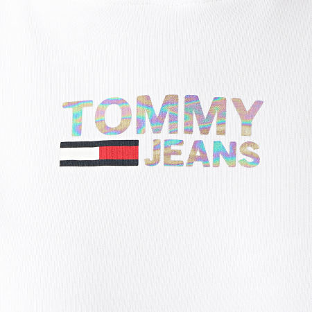 Tommy Jeans - Sweat Capuche Femme Slim Metal Corp Logo 9247 Blanc Irisé