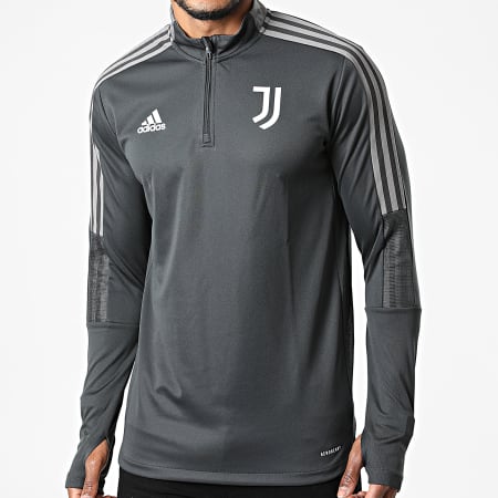 adidas - Sweat Col Zippé A Bandes Juventus GR2942 Gris Anthracite