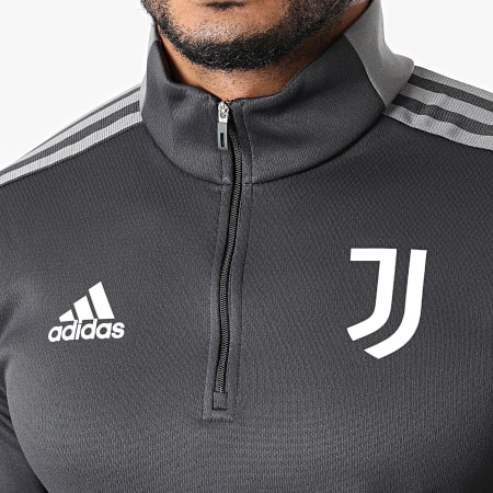 Adidas Sportswear - Sweat Col Zippé A Bandes Juventus GR2970 Gris Anthracite