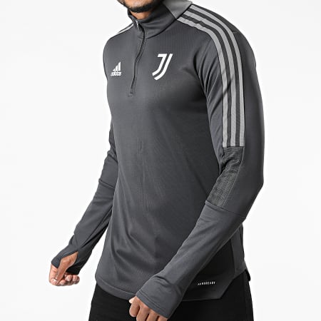 Adidas Sportswear - Sweat Col Zippé A Bandes Juventus GR2970 Gris Anthracite