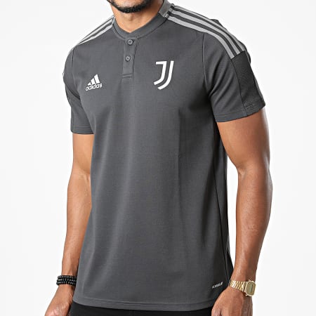 Adidas Sportswear - Polo Manches Courtes A Bandes Juventus GR2974 Gris Anthracite