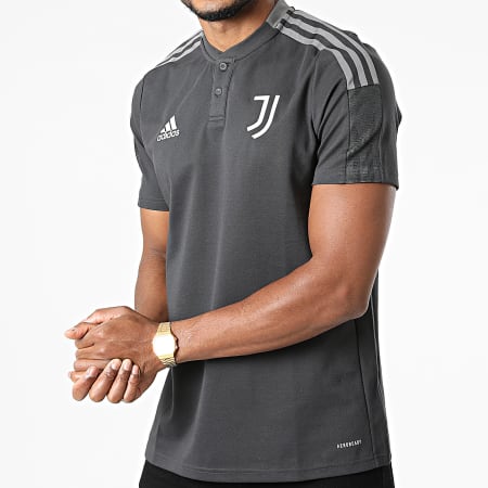 Adidas Performance - Polo Manches Courtes A Bandes Juventus GR2974 Gris Anthracite