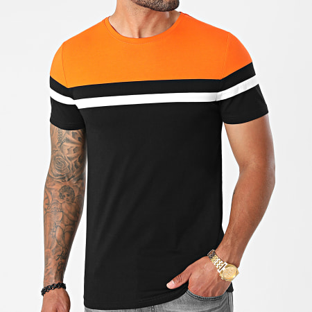 LBO - Tee Shirt Tricolore 1633 Noir Orange