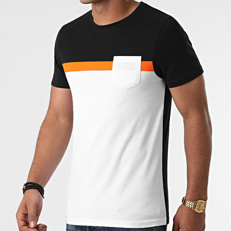 LBO - Tee Shirt Poche Tricolore 1853 Noir Blanc Orange