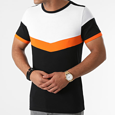 LBO - Tee Shirt Tricolore 1854 Noir Blanc Orange