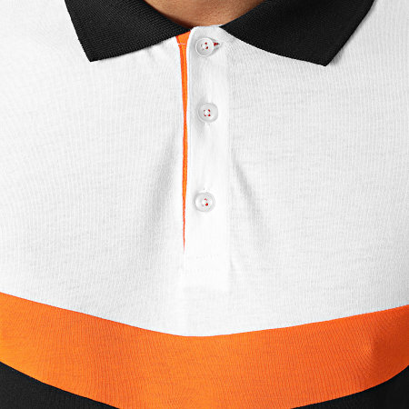 LBO - Polo Manches Courtes Tricolore 1855 Noir Blanc Orange
