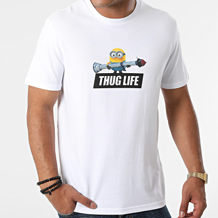 Les Minions - Tee Shirt Thug Life Blanc