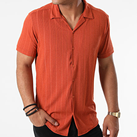 Mackten - Chemise Manches Courtes A Rayures 103 Rouille