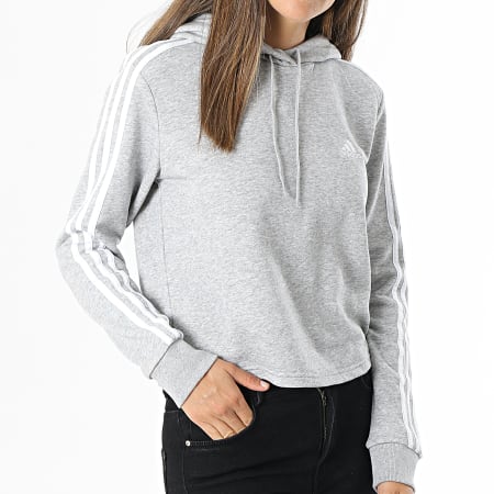 Adidas Sportswear - Sweat Capuche Femme A Bandes GM5592 Gris Chiné