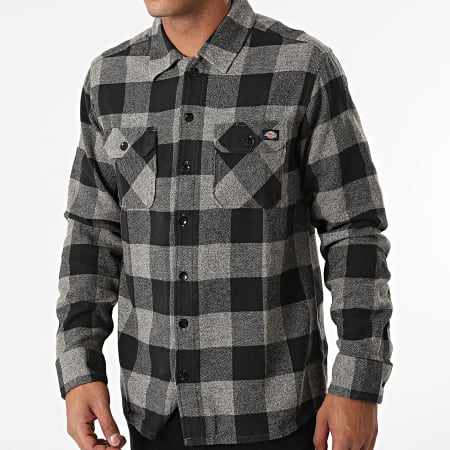 Chemise Manches Longues A Carreaux New Sacramento A4XDZ Gris Chine Noir