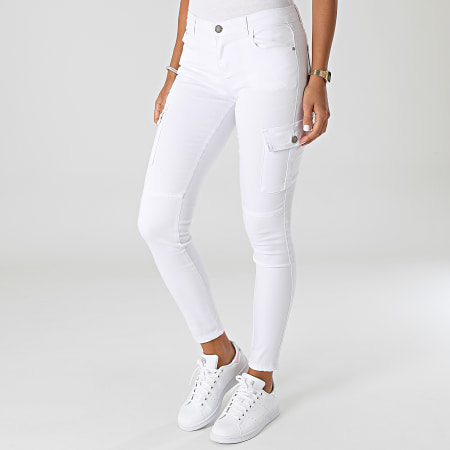 Girls Outfit - Pantalon Cargo Slim Femme S353 Blanc