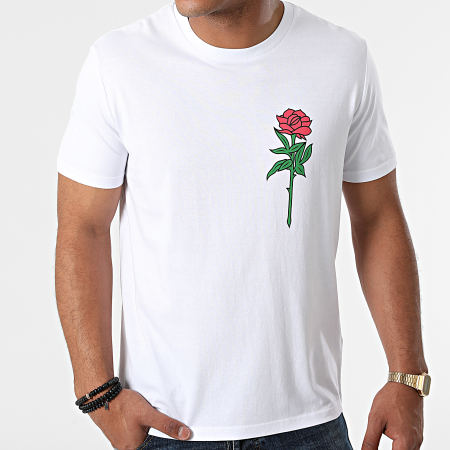 Luxury Lovers - Tee Shirt Colored Rose Chest Blanc