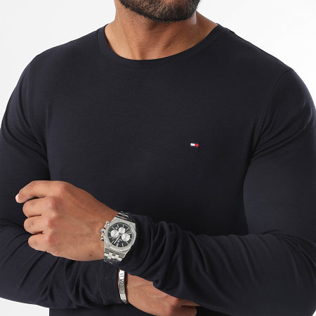 Tommy Hilfiger - Tee Shirt Manches Longues Stretch Fit Slim 0804 Bleu Marine