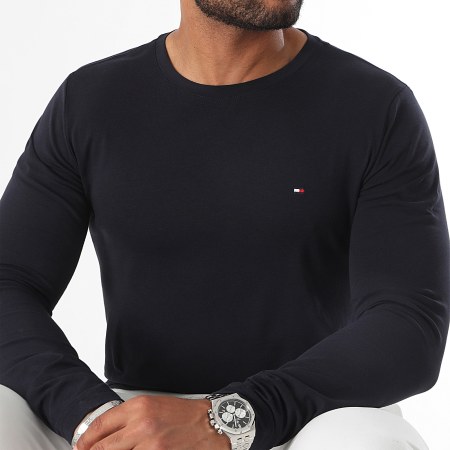 Tommy Hilfiger - Tee Shirt Manches Longues Stretch Fit Slim 0804 Bleu Marine