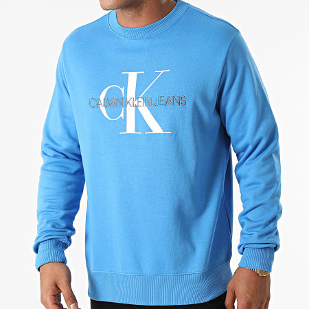 Calvin Klein - Sweat Crewneck Monogram Regular 5595 Bleu Azur