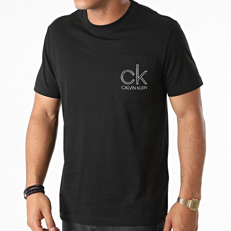 Calvin Klein - Tee Shirt Poche 6709 Noir Argent