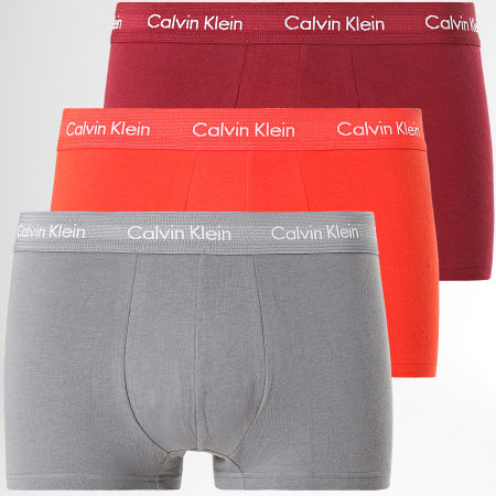 Calvin Klein - Lot De 3 Boxers Cotton Stretch U2664G Rouge Bordeaux gris