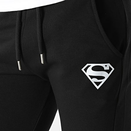 DC Comics - Pantaloni da jogging con logo Superman, bianco e nero