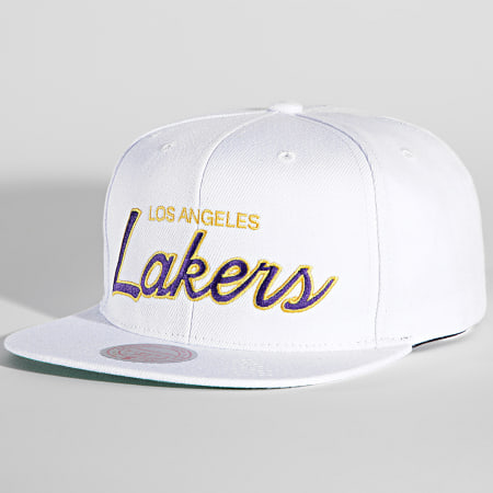 Mitchell and Ness - Casquette Snapback Heritage Script Los Angeles Lakers Blanc