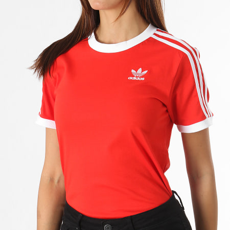 Adidas Originals - Tee Shirt Femme 3 Stripes H33575 Rouge