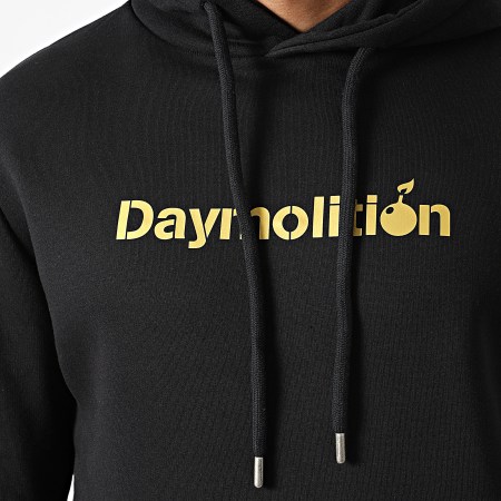 Daymolition - Sweat Capuche Logo Noir Doré