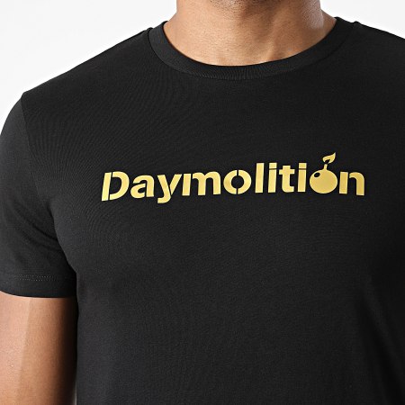 Daymolition - Maglietta con logo oro nero
