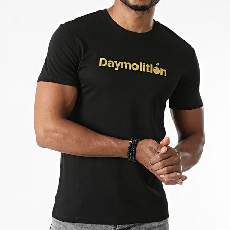 Daymolition - Maglietta con logo oro nero