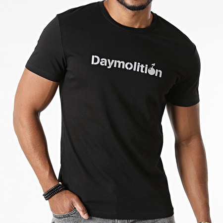 Daymolition - Maglietta con logo nero e argento