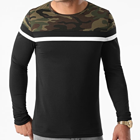 LBO - Tee Shirt Manches Longues Tricolore 1899 Camouflage Noir