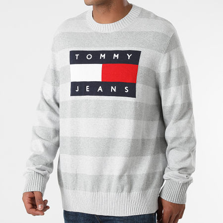 Tommy Jeans - Pull Flag 0923 Gris Chiné